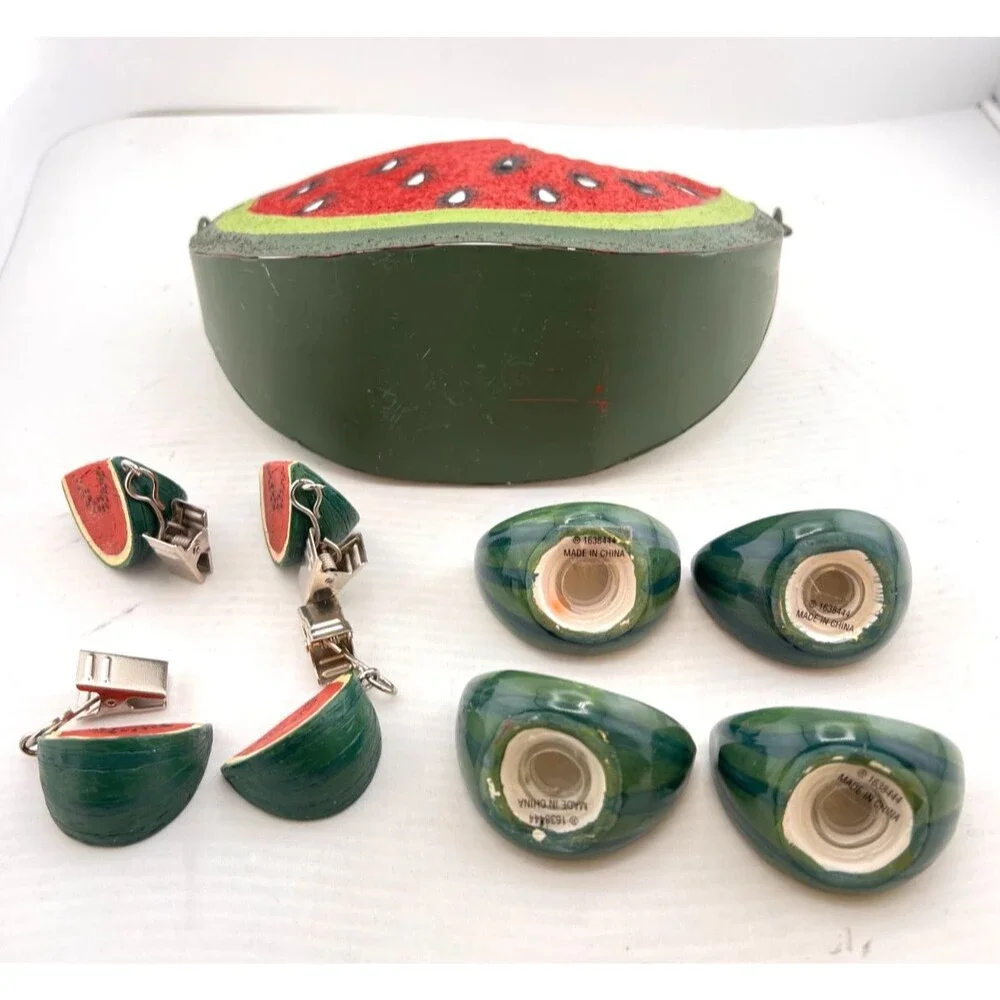 Watermelon Picnic Party Lot Salt & Pepper Shakers Tablecloth Clips Candle Holder